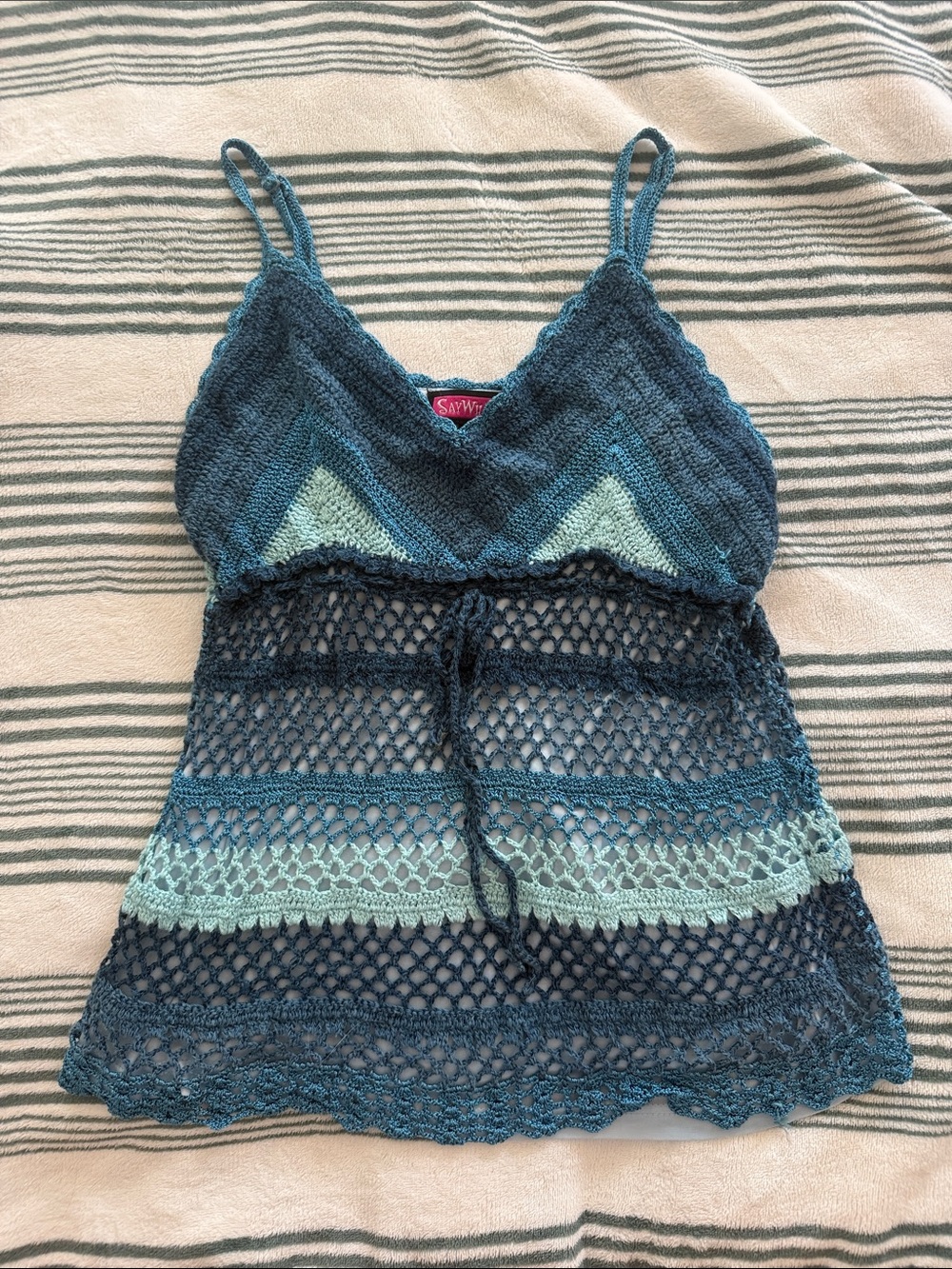 Say What? Blue Teal Crochet Camisole with Straps